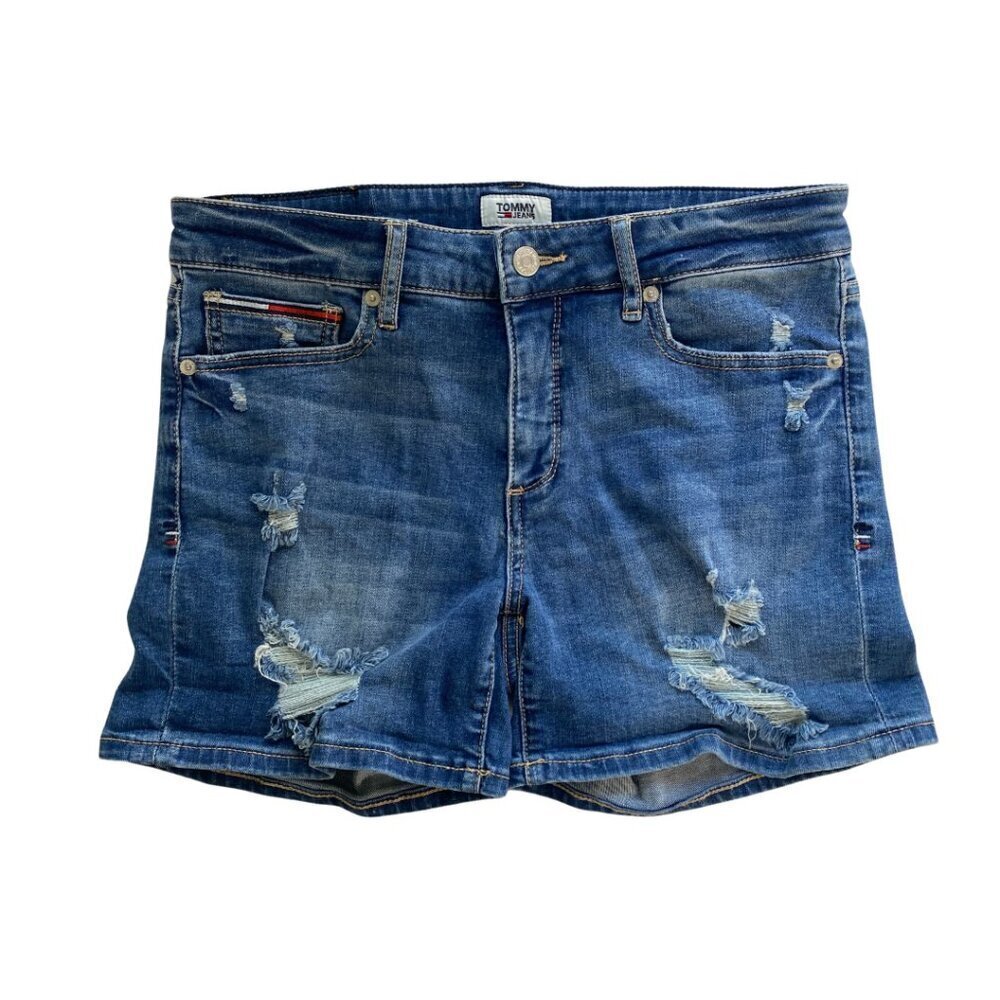 Tommy Hilfiger Women's Distressed Midrise Stretch Denim Shorts, Size 8